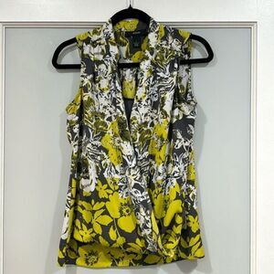 Alfani Women's Grey Yellow Sleeveless Top Shirt Blouse Sz 2